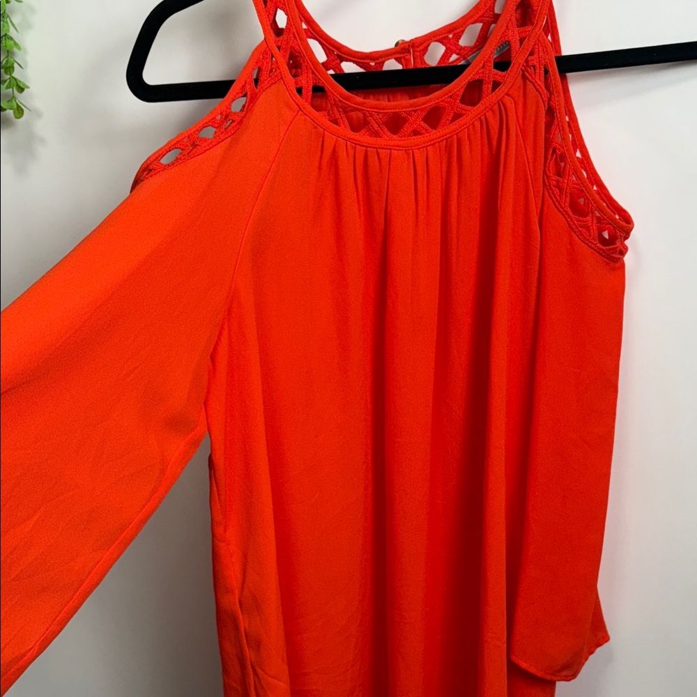 Daniel Rainn Bright Orange Blouse with Cutout Design